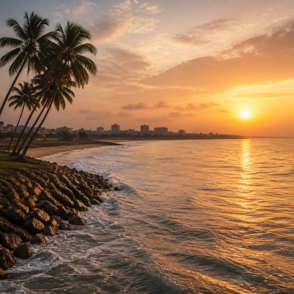 Ghana coastline at sunrise